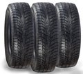 thre car tire on a white background Winter rubber