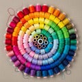 Of thread arranged in concentric circles form a colorful gradient Royalty Free Stock Photo