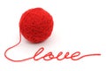 Thread ball with word 'love' Royalty Free Stock Photo