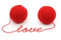 Thread balls with word 'love' Royalty Free Stock Photo