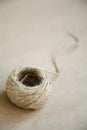 Thread clew on paper background Royalty Free Stock Photo
