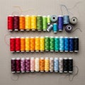 Thread ends extend from the spools, adding a dynamic element to the Royalty Free Stock Photo
