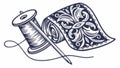 Thread and Needle for Embroidery, Textile Art Craft, vector design Generative AI Royalty Free Stock Photo