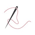 Thread needle illustration vector flat design Royalty Free Stock Photo