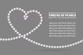 Thread pearls. Pearl necklace. Shiny oyster pearls for luxury accessories. Realistic white pearls. Beautiful natural heart shaped