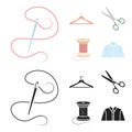 Thread, reel, hanger, needle, scissors.Atelier set collection icons in cartoon,black style vector symbol stock Royalty Free Stock Photo