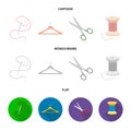 Thread, reel, hanger, needle, scissors.Atelier set collection icons in cartoon,flat,monochrome style vector symbol stock Royalty Free Stock Photo