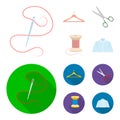 Thread, reel, hanger, needle, scissors. Atelier set collection icons in cartoon, flat style vector symbol stock Royalty Free Stock Photo