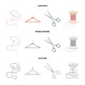 Thread, reel, hanger, needle, scissors.Atelier set collection icons in cartoon,outline,monochrome style vector symbol Royalty Free Stock Photo