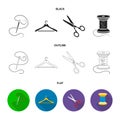 Thread, reel, hanger, needle, scissors.Atelier set collection icons in cartoon style vector symbol stock illustration Royalty Free Stock Photo