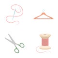 Thread, reel, hanger, needle, scissors.Atelier set collection icons in cartoon style vector symbol stock illustration Royalty Free Stock Photo