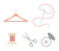 Thread, reel, hanger, needle, scissors.Atelier set collection icons in cartoon style vector symbol stock illustration Royalty Free Stock Photo