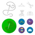 Thread, reel, hanger, needle, scissors.Atelier set collection icons in outline,flat style vector symbol stock Royalty Free Stock Photo