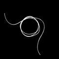 Thread scribble circle frame. White on black abstract scrawl sketch. Vector illustration of chaotic doodle shape. EPS 10