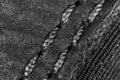 Thread seam on black leather material as background Royalty Free Stock Photo