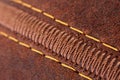 Thread seam on leather Royalty Free Stock Photo