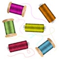 Thread Spool Set Background. For Needlework And Needlecraft. Stock Vector Illustration Of Yarn Or Cotton Bobbin Reels