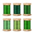 Thread Spool Set. Bright Old Wooden Bobbin. Isolated On White Background For Needlework And Needlecraft. Stock Royalty Free Stock Photo