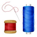 Thread spool and sewing needle vector illustration Royalty Free Stock Photo