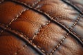 thread stitched leather, brown leather chair texture Royalty Free Stock Photo