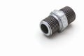 Threaded connector (Hexagon Nipple) ,pipe fitting . Royalty Free Stock Photo