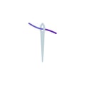 Threaded needle flat icon