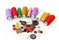 Threads and buttons. Royalty Free Stock Photo