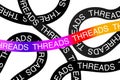 Threads Design System Big Screw Text Effect Instagram App with Black and Rainbow Color Pattern