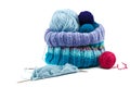 Threads for embroidery and crocheting on white background. Royalty Free Stock Photo