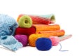 Threads for embroidery and crocheting on white background. Royalty Free Stock Photo