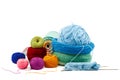 Threads for embroidery and crocheting on white background. Royalty Free Stock Photo