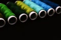 green and blue colored threads background Royalty Free Stock Photo
