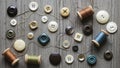 Of threads is loosely tangled among the buttons accompanied by Royalty Free Stock Photo