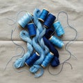 Threads range from light to dark blue, creating a gradient effect Royalty Free Stock Photo