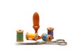 Threads, scissors and needles Royalty Free Stock Photo
