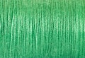 Threads sewing of green color, wound in spool, close-up macro view Royalty Free Stock Photo