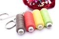 Threads for sewing on a white background Royalty Free Stock Photo
