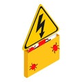 Threat detected icon isometric vector. Bug attack on document high voltage sign Royalty Free Stock Photo