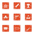 Threat icons set, grunge style Royalty Free Stock Photo