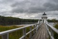 Threatening Clouds Doubling Point Lighthouse Walkway Royalty Free Stock Photo