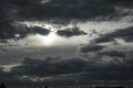 Threatening dark clouds almost covering the entire sky Royalty Free Stock Photo