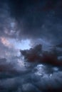 threatening and dramatic sky with dark clouds at sunrise Royalty Free Stock Photo