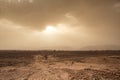 Threatening sky and wind in the desert of Sahara in Morocco Royalty Free Stock Photo