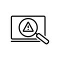 Black line icon for Threats, attention and crime