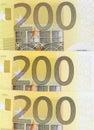 Three 200 euro banknotes