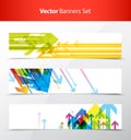 Three abstract colorful arrows background banners.