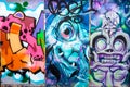 Three abstract graffiti paintings, Brick Lane, London. Royalty Free Stock Photo