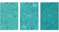 Three abstract panels feature swirling marble patterns in varying shades of teal. Royalty Free Stock Photo