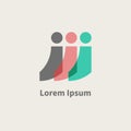 Three abstract people geometric logo