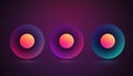 Three gradient spheres with inner circles on dark background Royalty Free Stock Photo